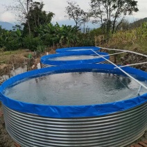 热镀锌钢板帆布鱼池刀刮布防水桶蓄水池新型循环水产养殖桶