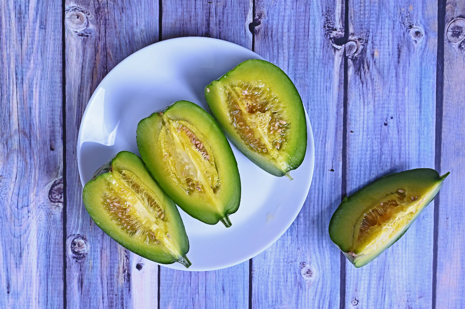 绿宝甜瓜切开特写