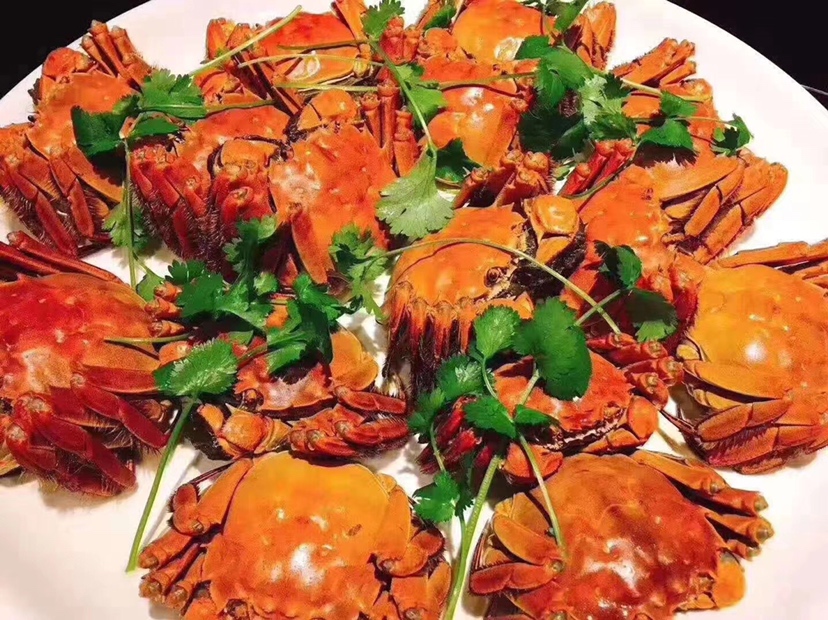 图中展示一道色香味俱佳的韭菜炒蟹肉,摆盘精致,食材新鲜 韭菜炒蟹肉成品图