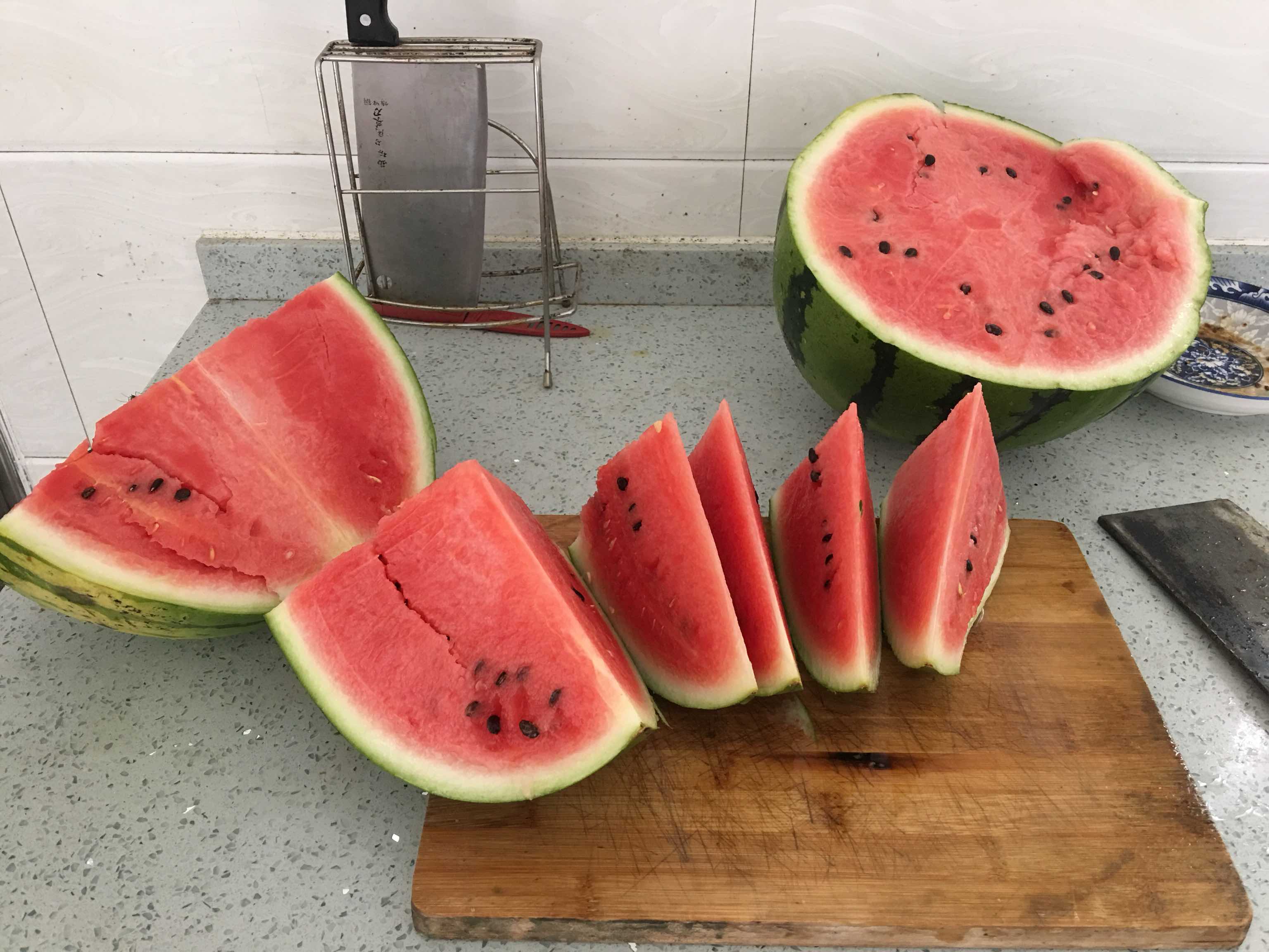 切开的麒麟西瓜果肉细节