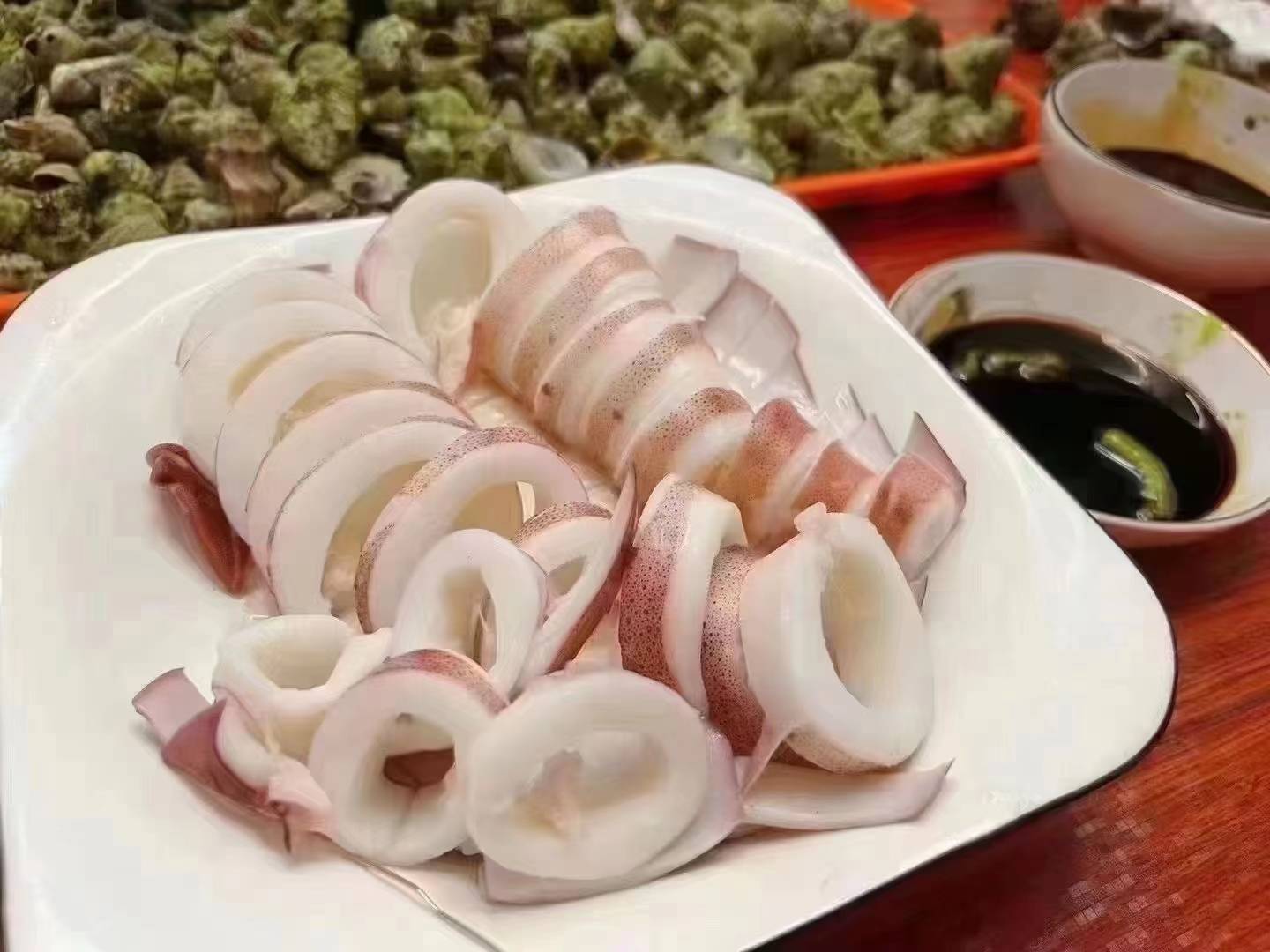 白灼鱿鱼成品特写