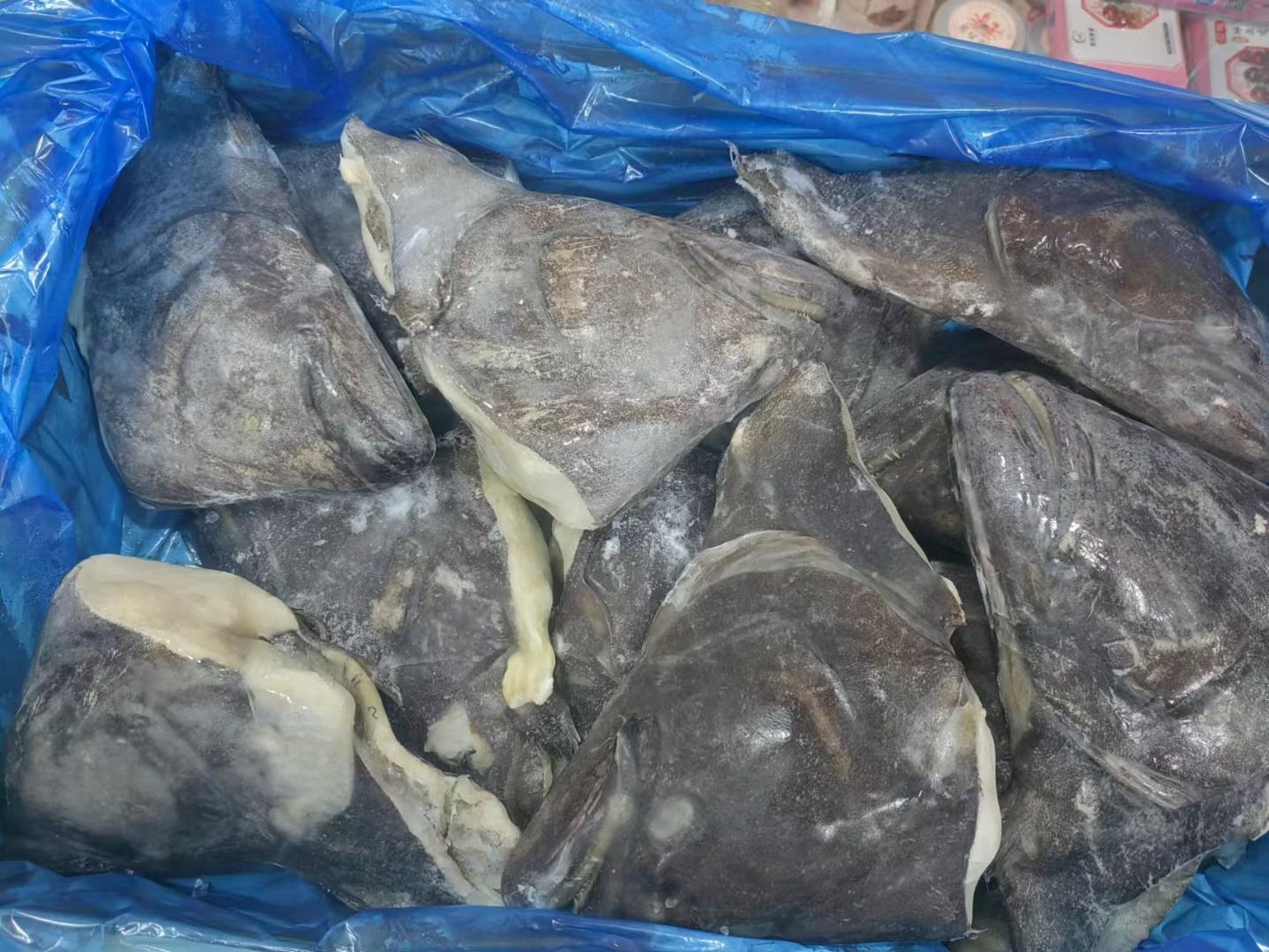 超市冷柜中多宝鱼与鲽鱼并列陈列对比