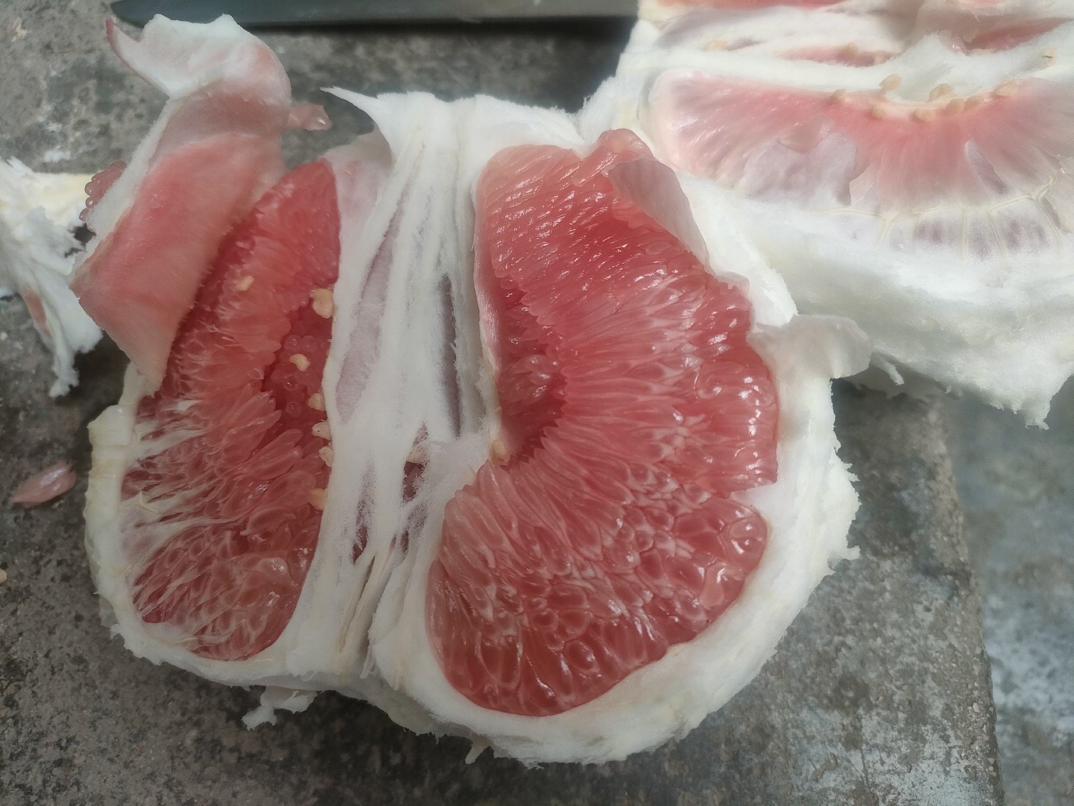 红心柚切开特写