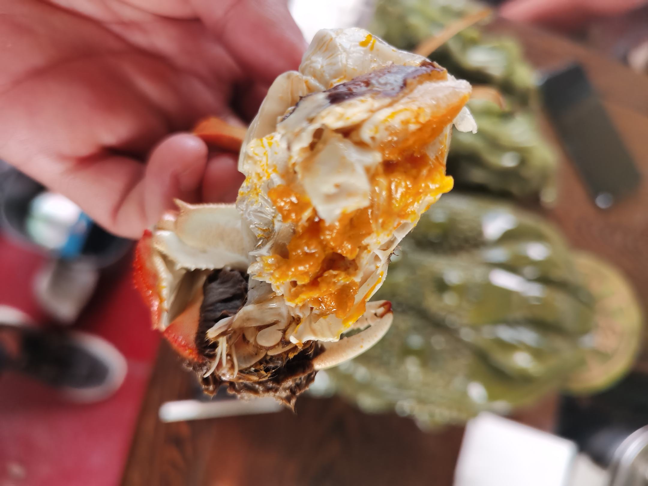 大闸蟹蘸姜醋汁特写图