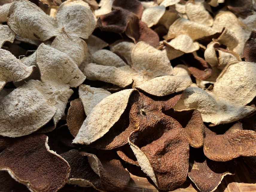 陈皮与浙贝母的食材组合,展示两种中药材的外观与搭配方式 陈皮与浙贝母的食材组合