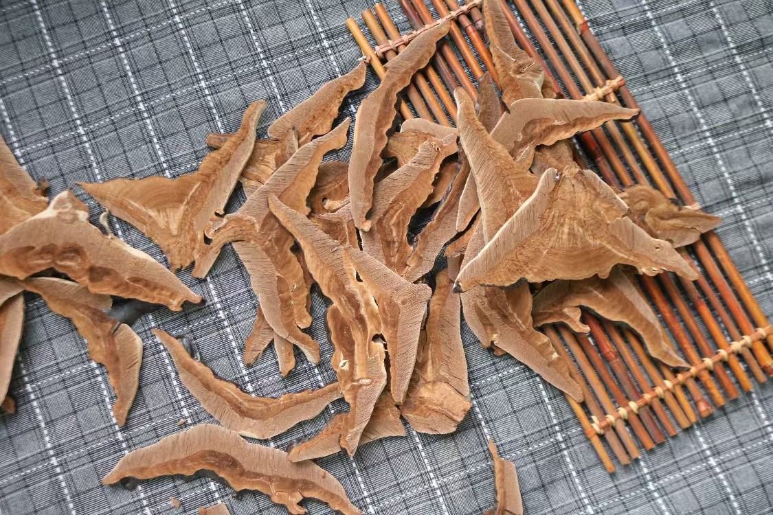 野生竹灵芝与辅料摆放图