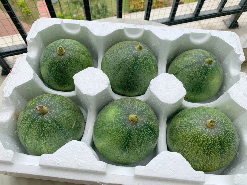 绿宝甜瓜在超市货架上的陈列场景