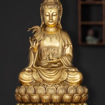 纯铜观音菩萨像家用供奉观音佛像南海坐莲观世音送子观音供佛