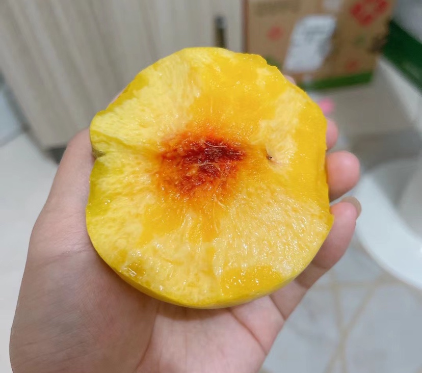 黄桃切开剖面图