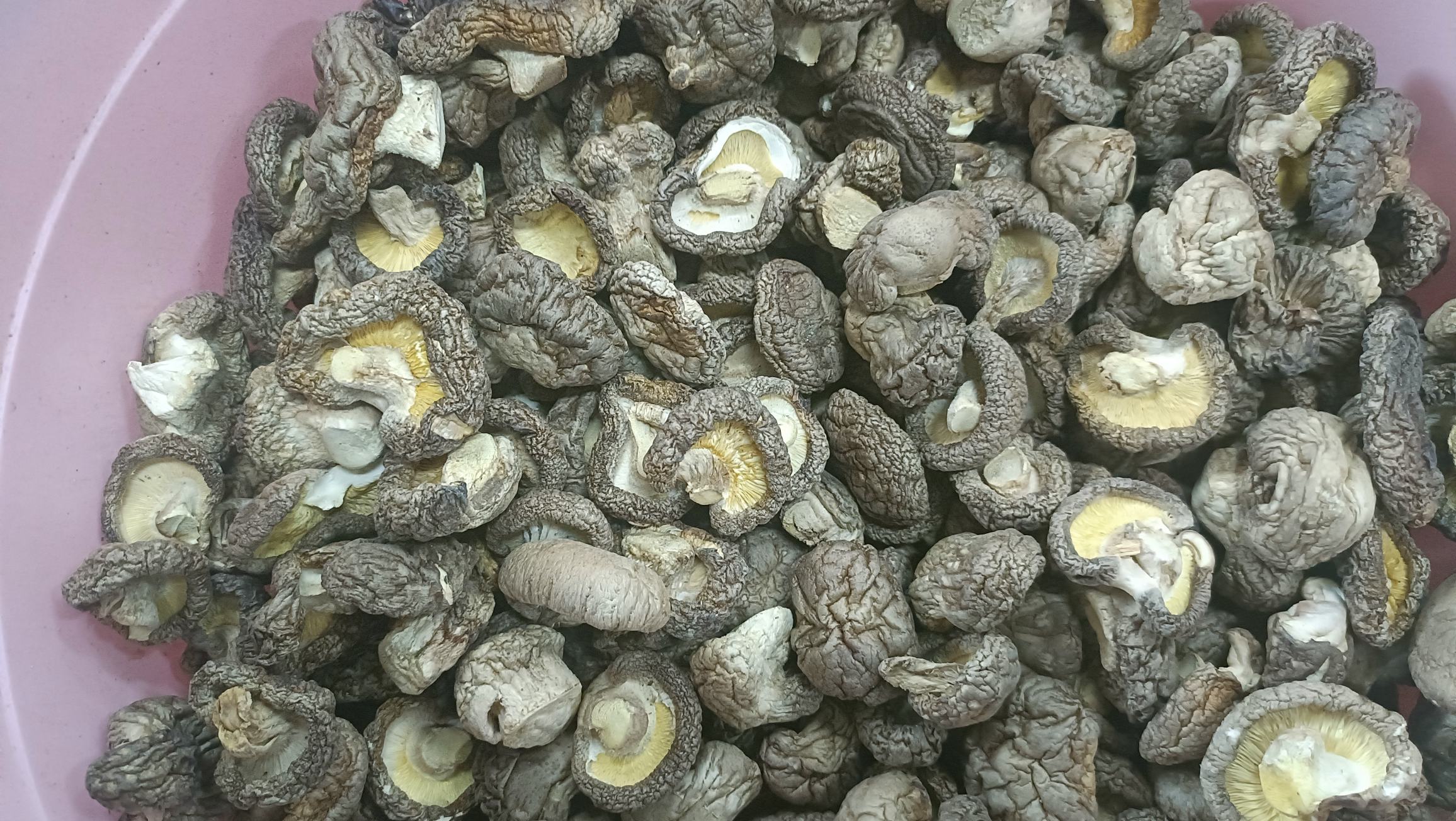 干香菇与温水浸泡对比示意图