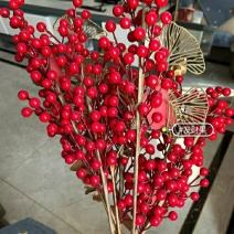 年宵花仿真冬青发财果红果幸运果相思红豆新年摆件客厅摆设花
