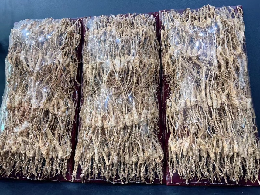 展示生晒参与白人参的包装标签,帮助消费者辨别 人参产品包装对比图