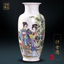 景德镇陶瓷仿古青花粉彩花瓶客厅电视柜博古架插花工艺装饰品