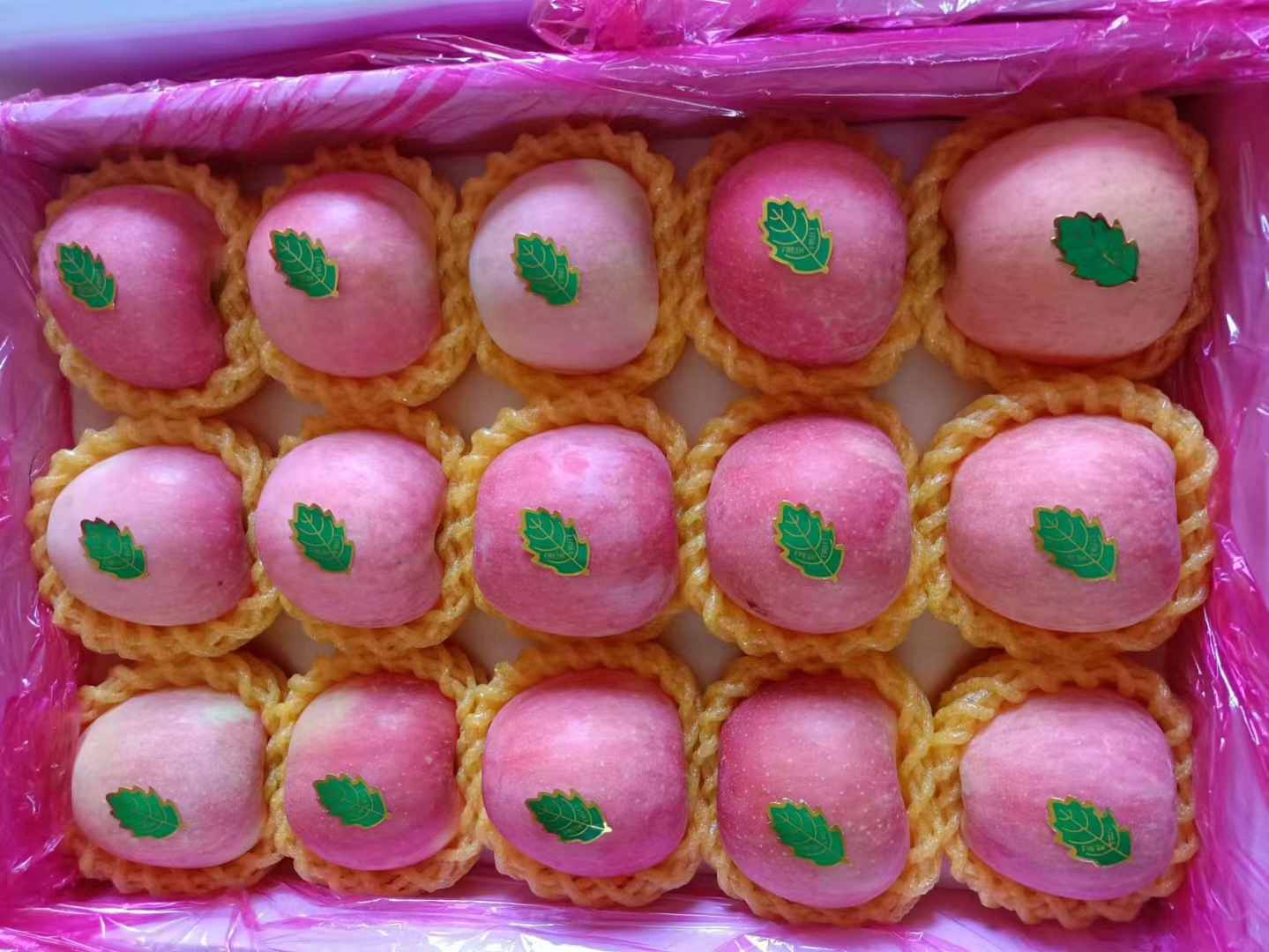 消费者在超市挑选普通嘎啦苹果