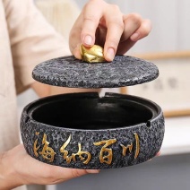大号烟灰缸中式带盖办公室水泥大气简约创意家用个性客厅潮流