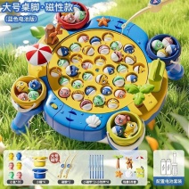 儿童电动钓鱼玩具套装磁性旋转小孩宝宝小猫益智智力女孩早教