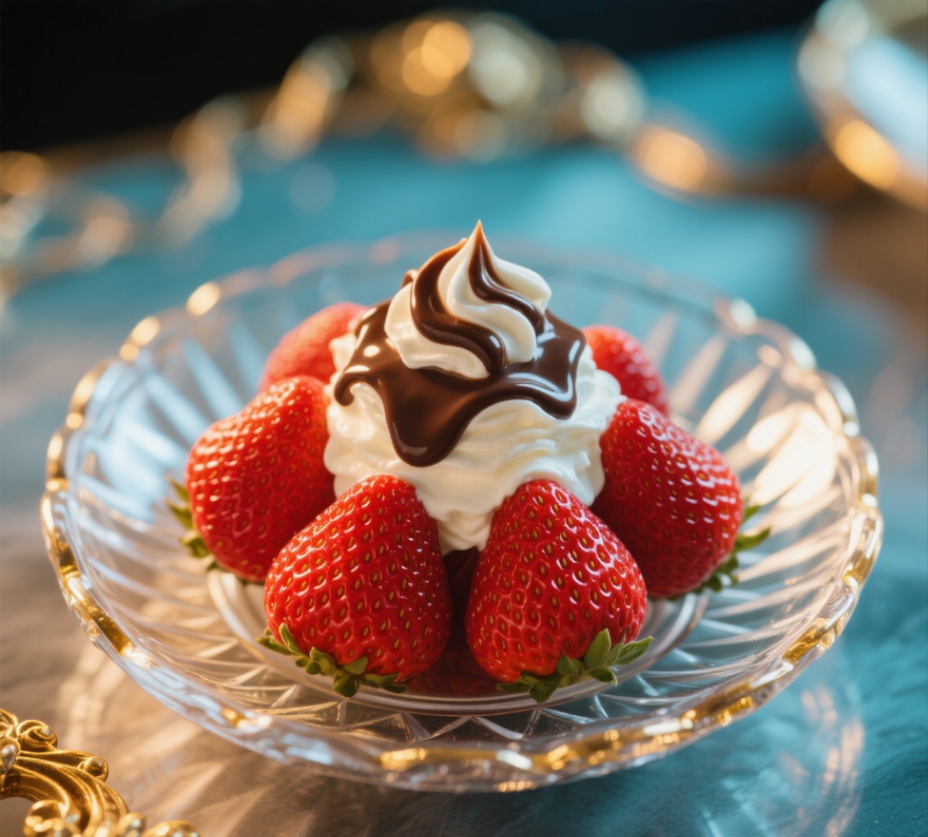 奶油草莓甜点摆盘