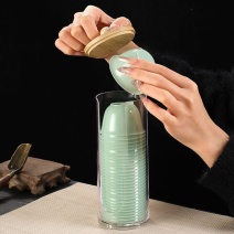 一次性翡翠绿功夫茶杯子套装加厚茶具户外喝茶品茗用品喝茶闻